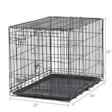 Foldable wire dog crate with leak-proof tray, open front with door latches