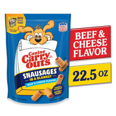 (4 pack) Canine Carry Outs Snausages in a Blanket Chewy Dog Treats, Beef & Cheese Flavor, 22.5 Ounces