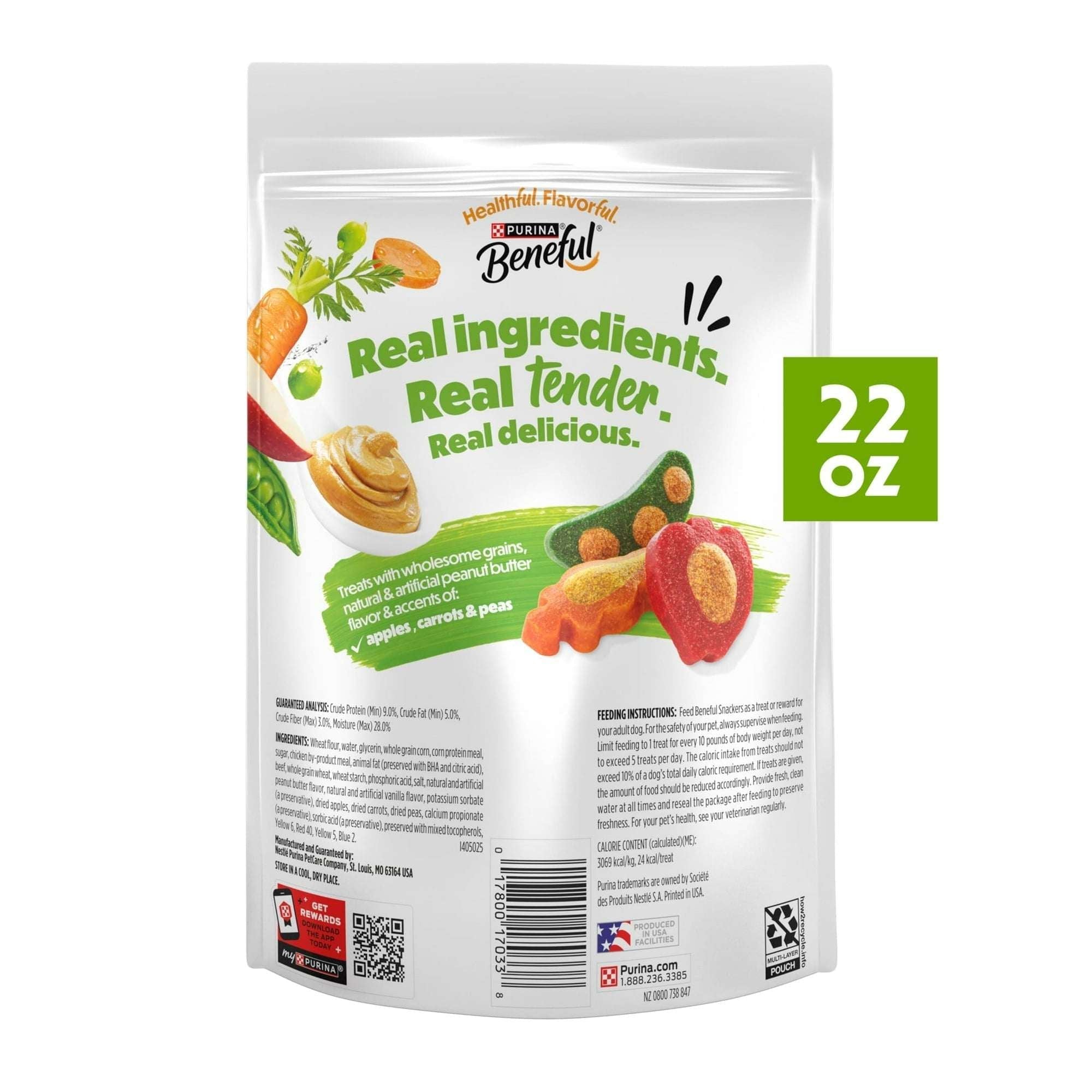Purina Beneful Baked Delights Snackers with Peanut Butter Flavor Soft Baked Treats for Dogs, 22 oz.