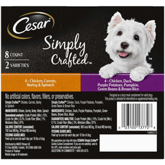 Cesar Simply Crafted Chicken and Vegetables Variety Pack Wet Dog Food Toppers, 1.3 oz Tubs (8 Ct)