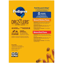 Pedigree Drizzlers savory sauce multipack box, twin pouch pack with chicken and beef