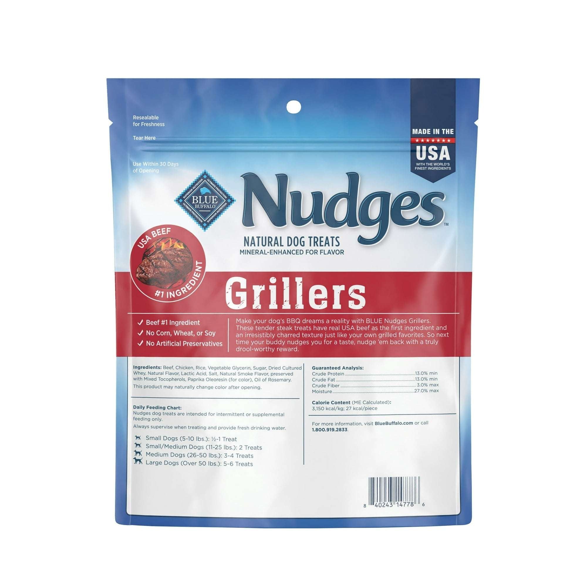 Blue Buffalo Nudges Grillers, Natural Dog Treats, Steak, 12oz Bag