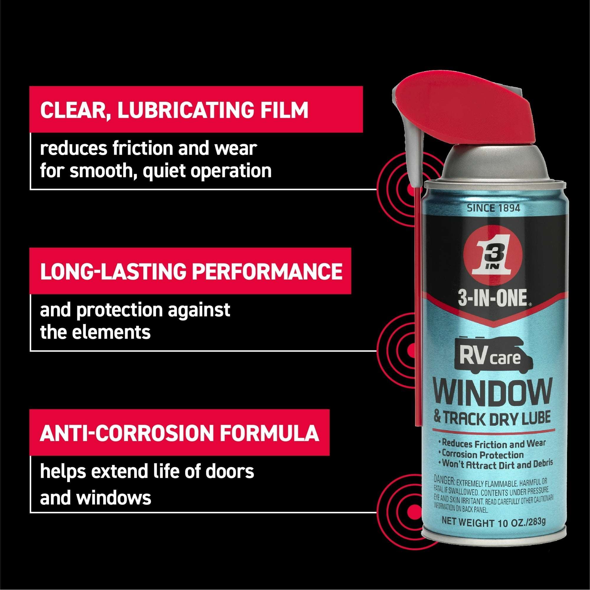 3-IN-ONE RVcare Slide-Out Silicone Lubricant Spray, 11 oz Can