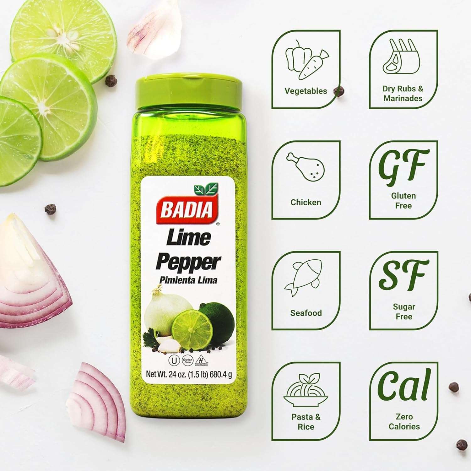 Badia Lemon Pepper Seasoning, 24 oz - Pepper, Garlic & Onion, Zesty Citrus Blend for Chicken, Seafood & Vegetables