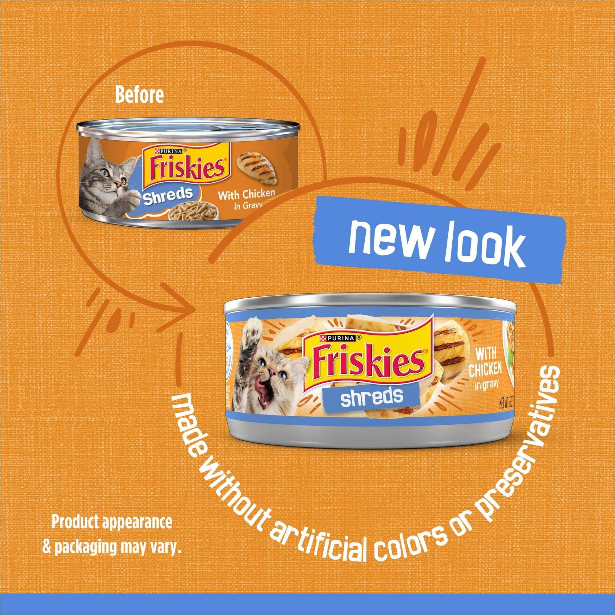 Purina Friskies Shreds, Chicken in Gravy, Wet Cat Food, 5.5 oz Can