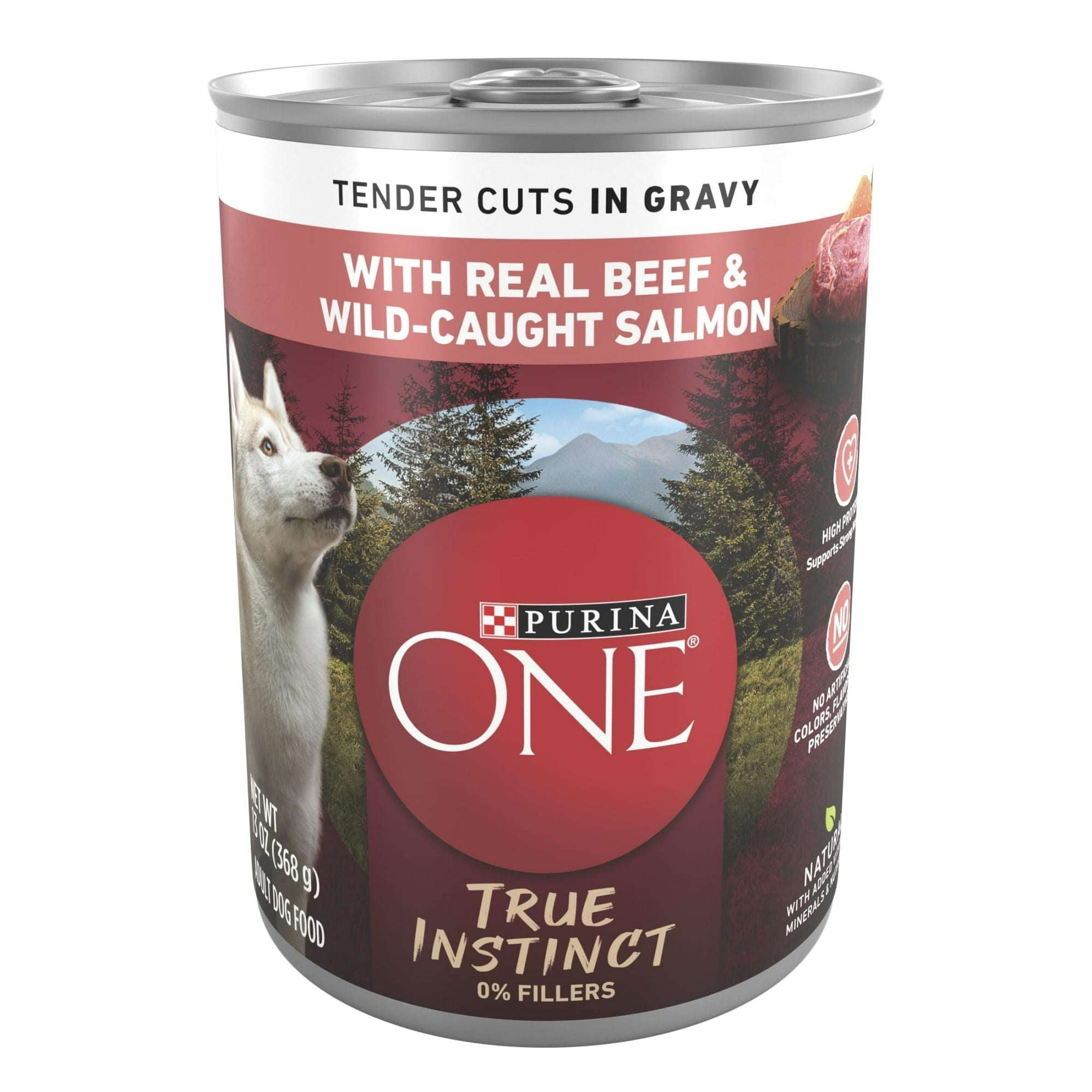 Purina ONE True Instinct Wet Dog Food, High Protein Soft Beef & Salmon, 13 oz Can