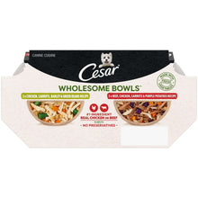 Cesar Wholesome Bowls wet dog food variety package with chicken and beef recipes