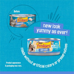 Purina Friskies Shreds, Whitefish and Sardines in Sauce, Wet Cat Food, 5.5 oz Can