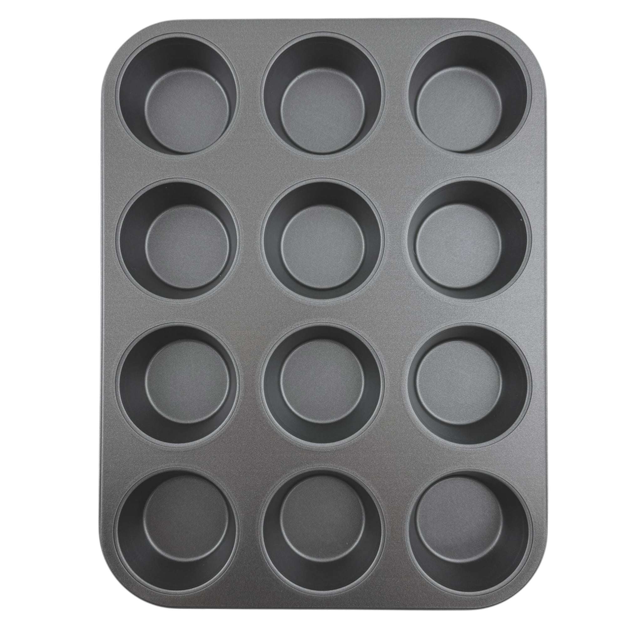 (3 pack) Mainstays 12-Cup Nonstick Muffin Pan, Cupcake Pan, 2.9" Diameter Cup, Gray, 1 Count