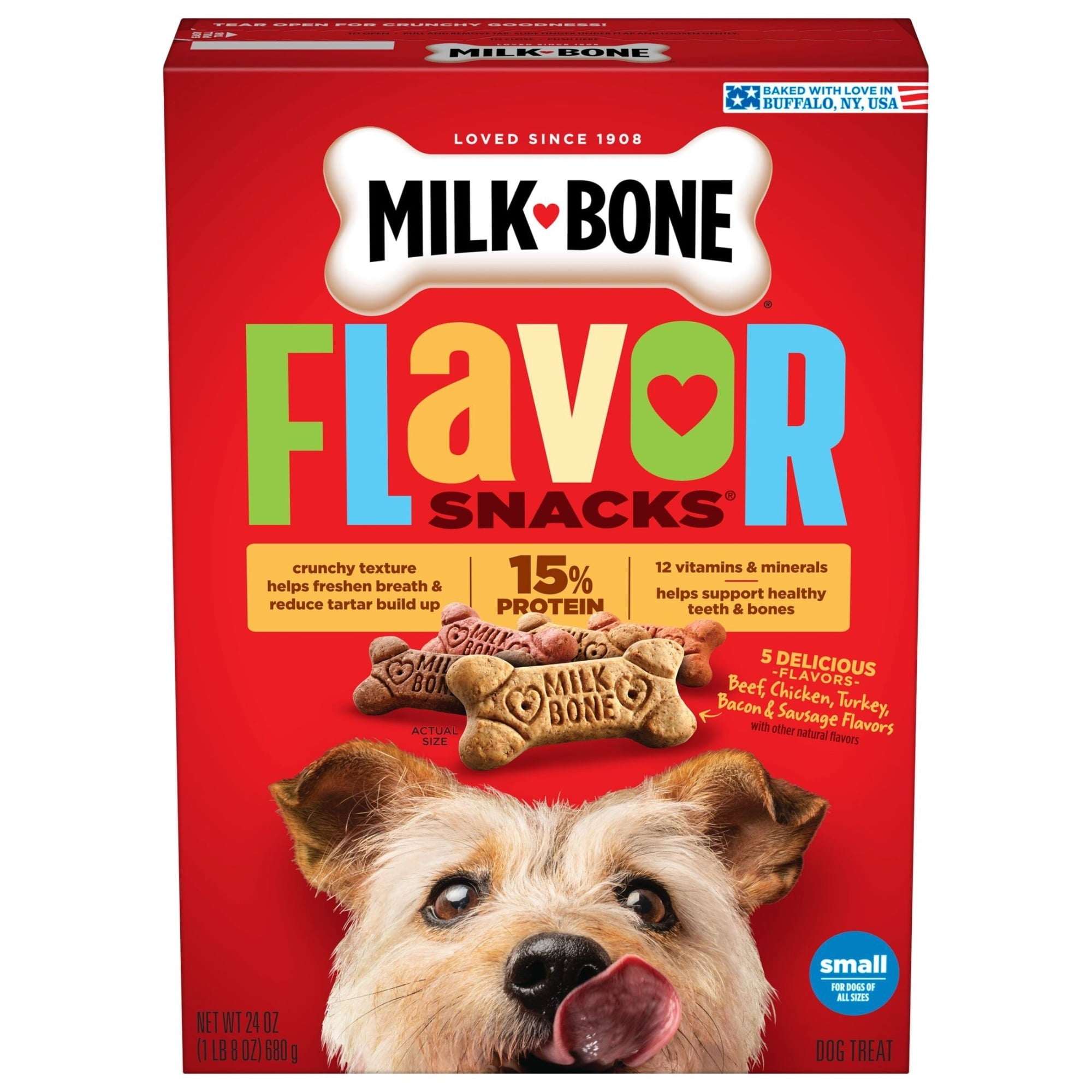 Milk Bone Flavor Snacks Small Dog Biscuits, Flavored Crunchy Dog Treats