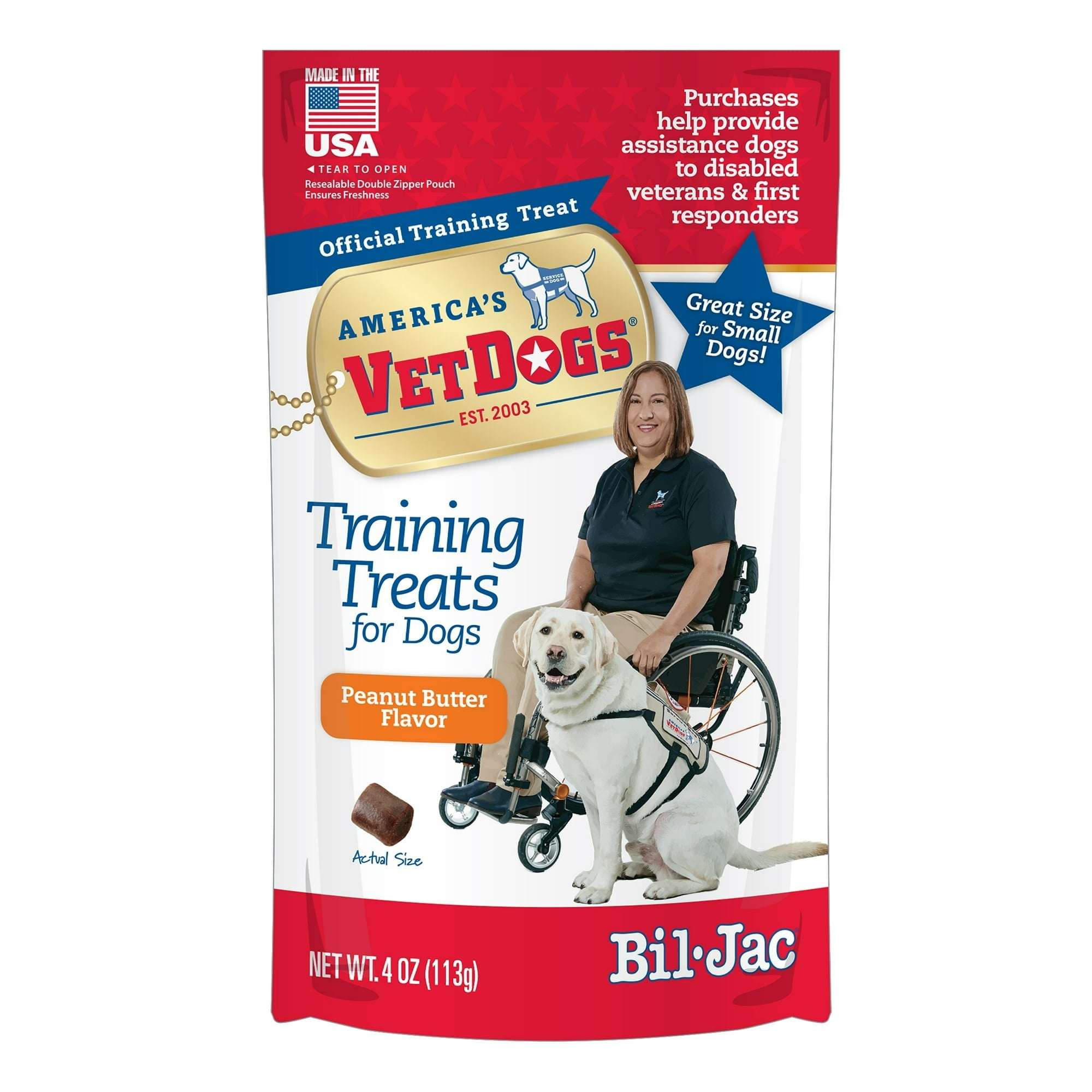 (6 pack) Bil-Jac VetDogs Veteran's K-9 Corps Training Treat for Dogs, Peanut Butter Flavor, 4 oz.
