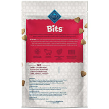 Blue Buffalo Bits beef recipe treat pouch back with ingredient and feeding text