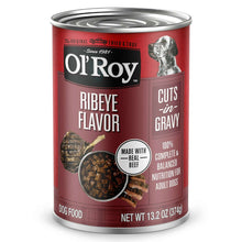 Ol'Roy ribeye flavor cuts in gravy wet dog food can, 13.2 oz