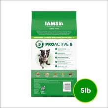 IAMS Proactive Health minichunks dry dog food bag back, Proactive 5, 5 lb
