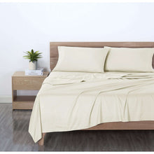 Ivory microfiber bed sheet set with pillowcases, fitted and flat sheets, 4-piece