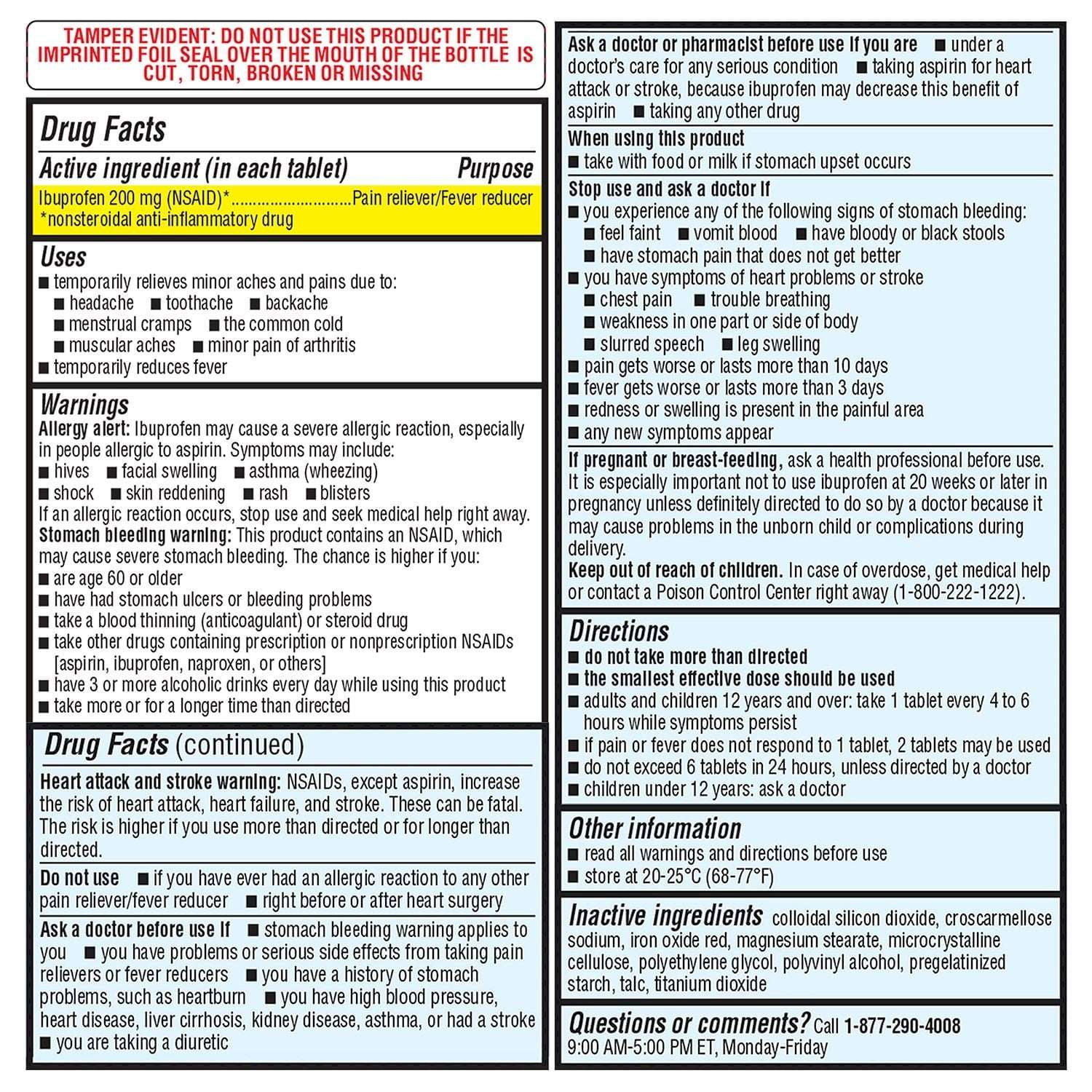 Member's Mark Ibuprofen Pain Reliever and Fever Reducer Tablet, 200 mg, 1200 ct.