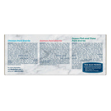 Blue Buffalo Tastefuls wet cat food box back with feeding and ingredient text.