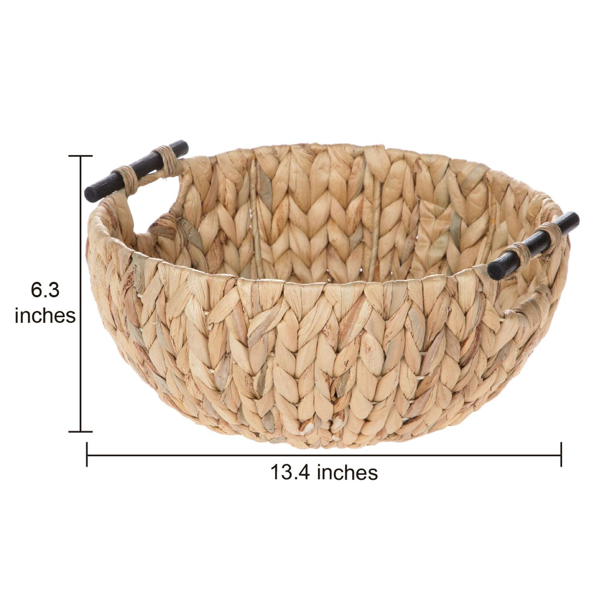 (4 pack) Better Homes & Gardens Natural Woven Water Hyacinth Decorative Bowl with Wooden Handles