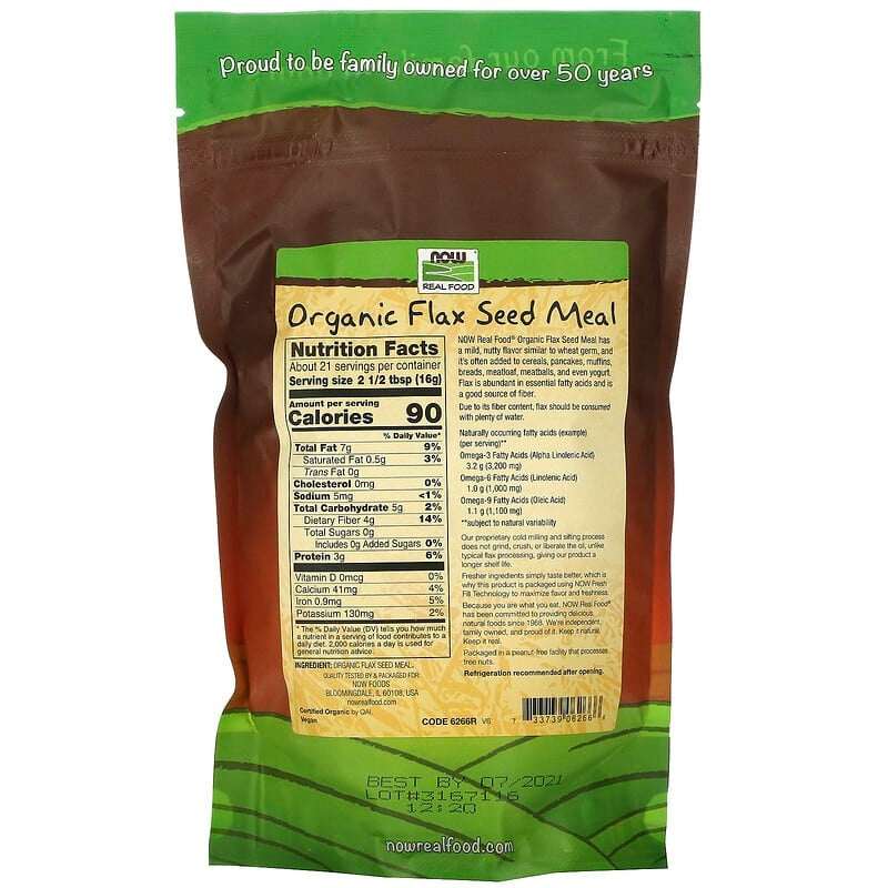 NOW Foods, Real Food, Organic Flax Seed Meal, 12 oz (340 g)
