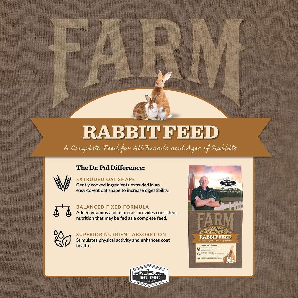 Dr. Pol Healthy Balance Alfalfa Recipe Rabbit Feed, 30-lb bag