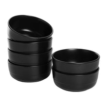 Matte black round cereal bowls, set of 6, stacked view