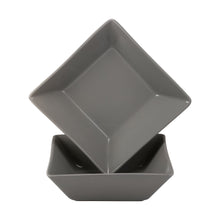 Gray square serving bowls, nested set of 2, with flared rim