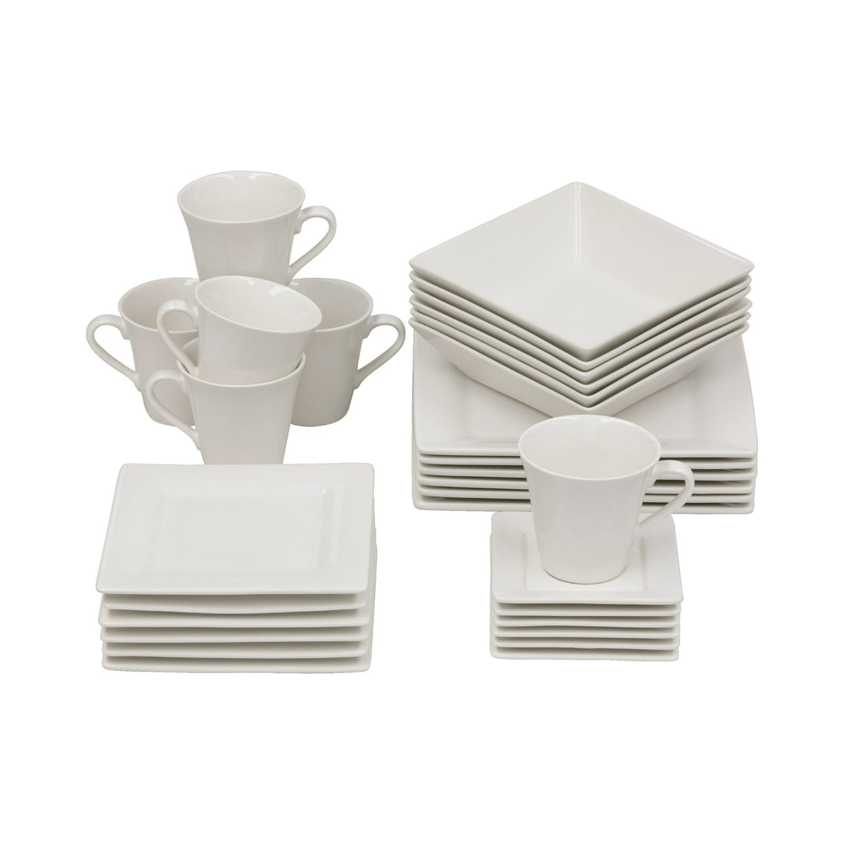 10 Strawberry Street Nova Square 30 Piece Stoneware Dinnerware Set - Cream/White