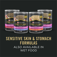 Purina Pro Plan adult dog food cans for sensitive skin & stomach, salmon and rice