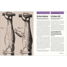 Book interior spread with hand sketches and two columns of printed text