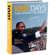 Flexibound book titled “1001 Days That Shaped the World” with illustrated cover