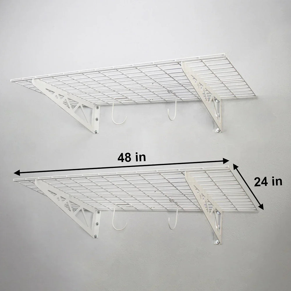 SafeRacks Wall Shelf Combo Kit, Two Shelves, Four Deck Hooks - USA MEGA SHOP