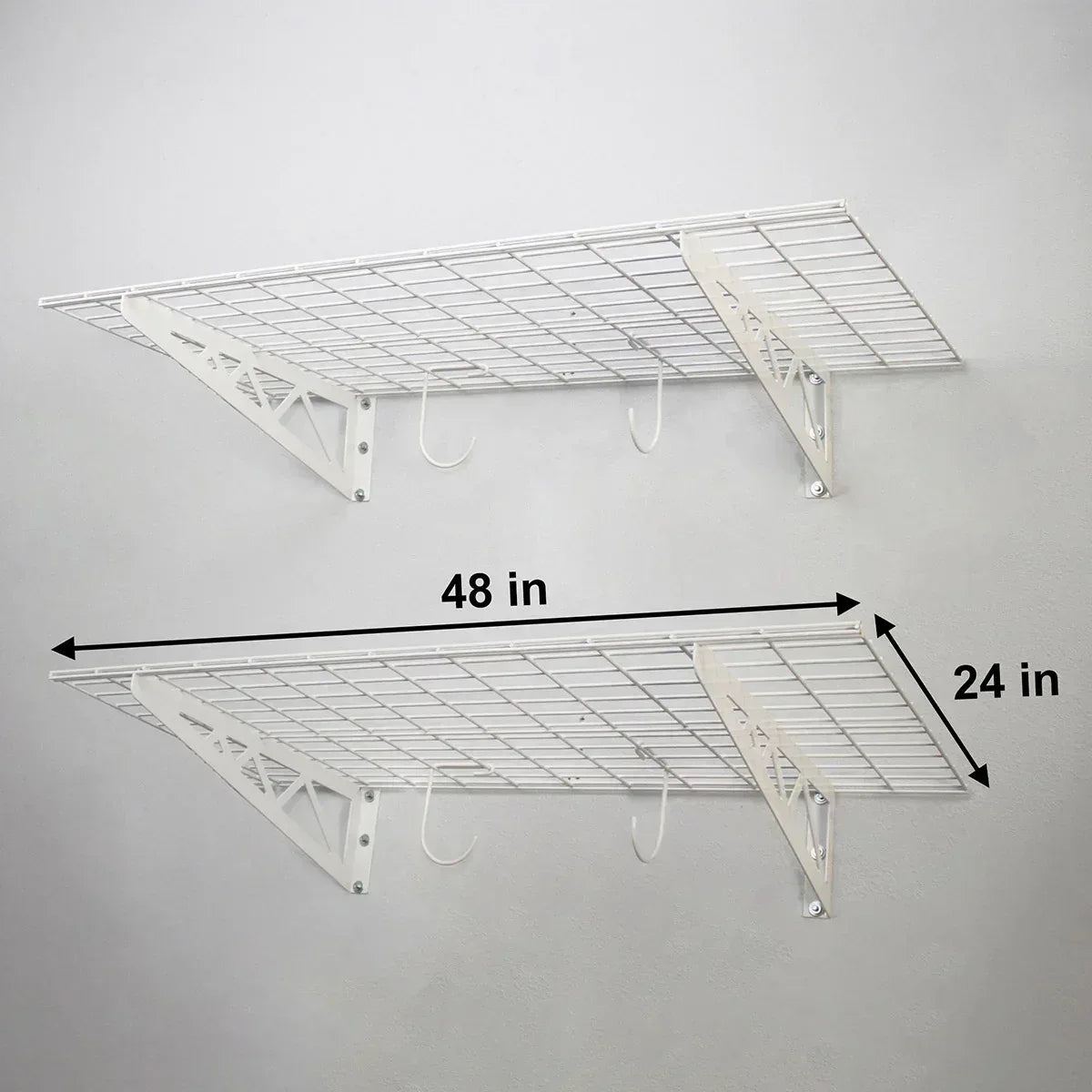 SafeRacks Wall Shelf Combo Kit, Two Shelves, Four Deck Hooks