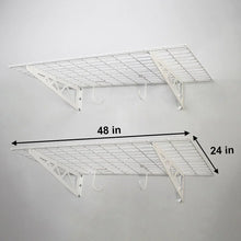 Wall shelf combo kit size diagram: two wire shelves, 48 in x 24 in
