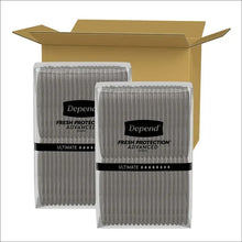 Packaged disposable protective underwear, gray bundles in an open carton