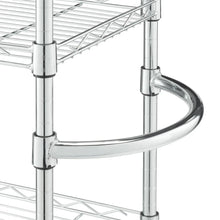 Metal storage rack frame with curved side handle and chrome poles