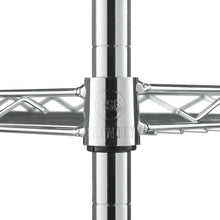 Metal storage rack pole connector sleeve with stamped rings