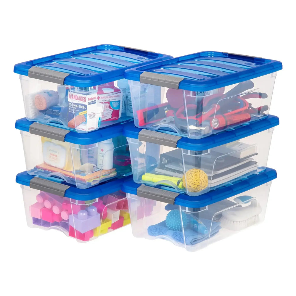 IRIS 12.9 Quart Buckle Up Storage Bin, 6-pack - USA MEGA SHOP