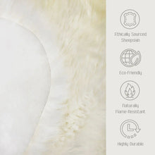 White sheepskin rug close-up showing thick, soft fur texture