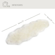 White long oval sheepskin rug with smooth edge, laid flat