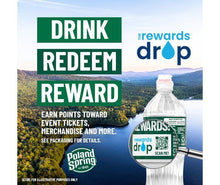 Promotional drink rewards drop panel with Poland Spring bottle and redeem reward text