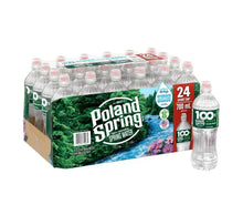 Poland Spring spring water multipack with green labels and pink sports caps
