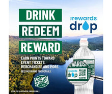 Poland Spring spring water bottle with rewards drop drink redeem reward text