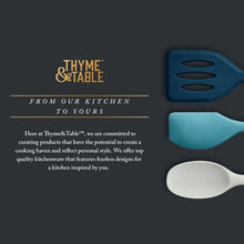 Silicone mini spatula in blue and a white silicone spoon, shown on a set card