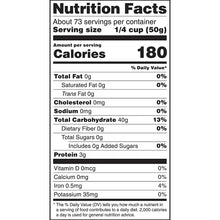 Nutrition facts panel for jasmine rice, serving size 1/4 cup (50g), calories 180