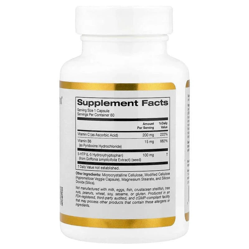California Gold Nutrition, 5-HTP with Vitamin B6 & Vitamin C, 60 Veggie Capsules - USA MEGA SHOP