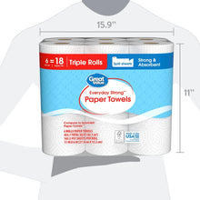 Triple-roll paper towels pack with 15.9 in by 11 in dimensions