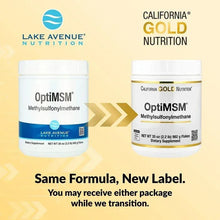 OptiMSM supplement bottles with different label designs, two-pack comparison