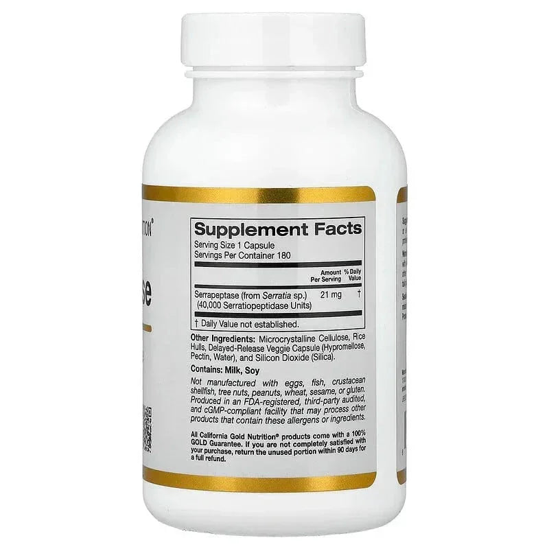 California Gold Nutrition, Serrapeptase, Proteolytic Enzyme, 40,000 SPUs, 180 Veggie Capsules - USA MEGA SHOP