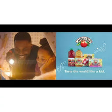 Apple & Eve products banner with kid-themed taste slogan and bottles shown