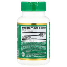 Green supplement bottle back with Supplement Facts panel for Panax ginseng extract